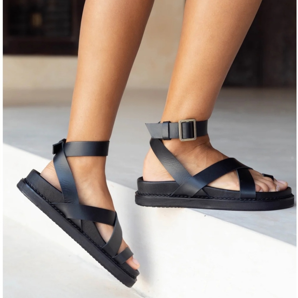 Black Strappy Sandals for Women